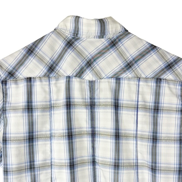 Kuhl Mountain Culture Ionik Blue and White Plaid Shirt UPF 30 - Picture 7 of 10